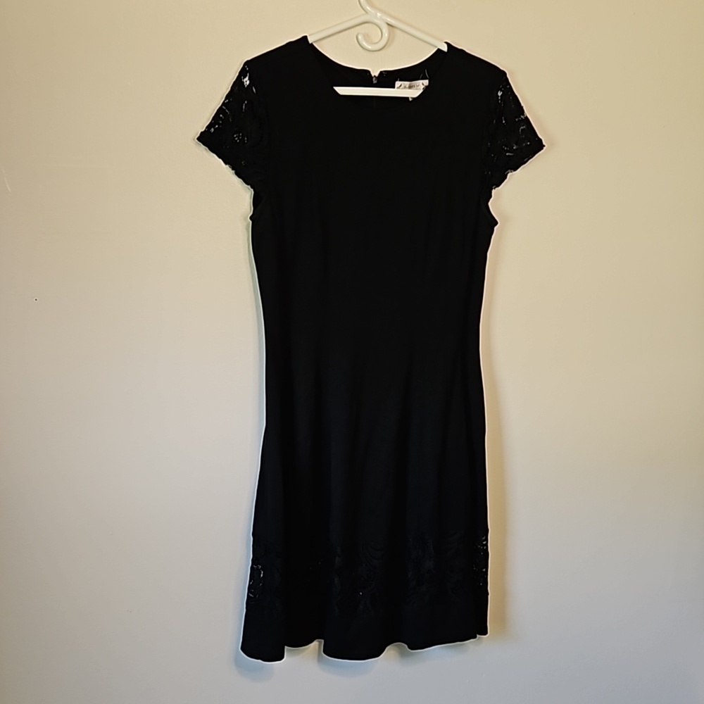Nanette Lepore Black Lace Dress Cap Sleeve Size 14